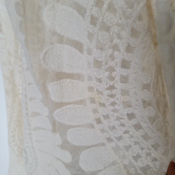 Rebellion Indie Boho Granola Girl Cream Lace Cardigan Kimono - Picture 7 of 8